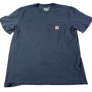 Carhartt K87-W Womens XL Navy Blue Loose Fit Short Sleeve Pocket T-Shirt Cotton